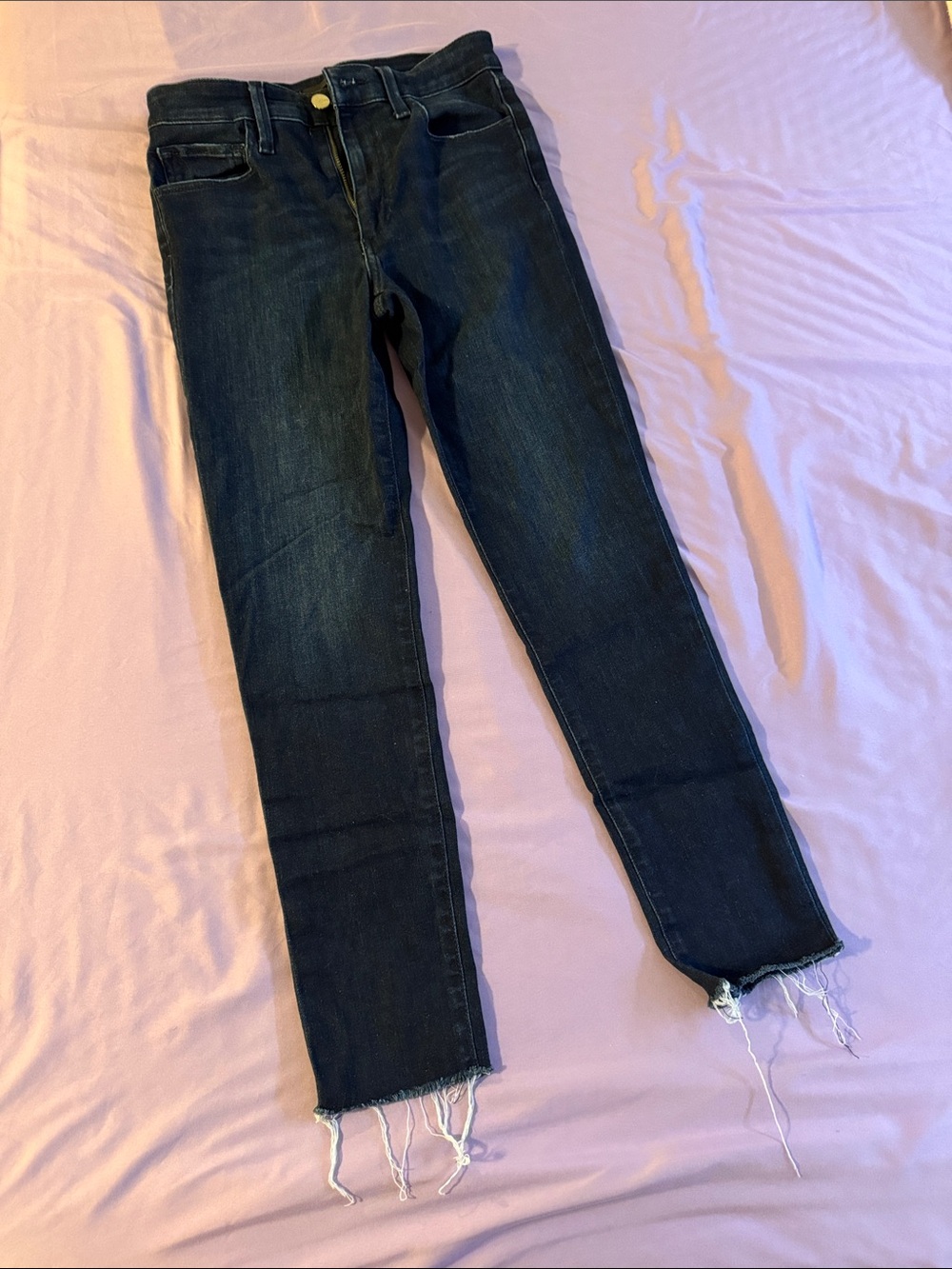 Joe's Jeans Dark Indigo Skinny Jeans with Frayed Hem